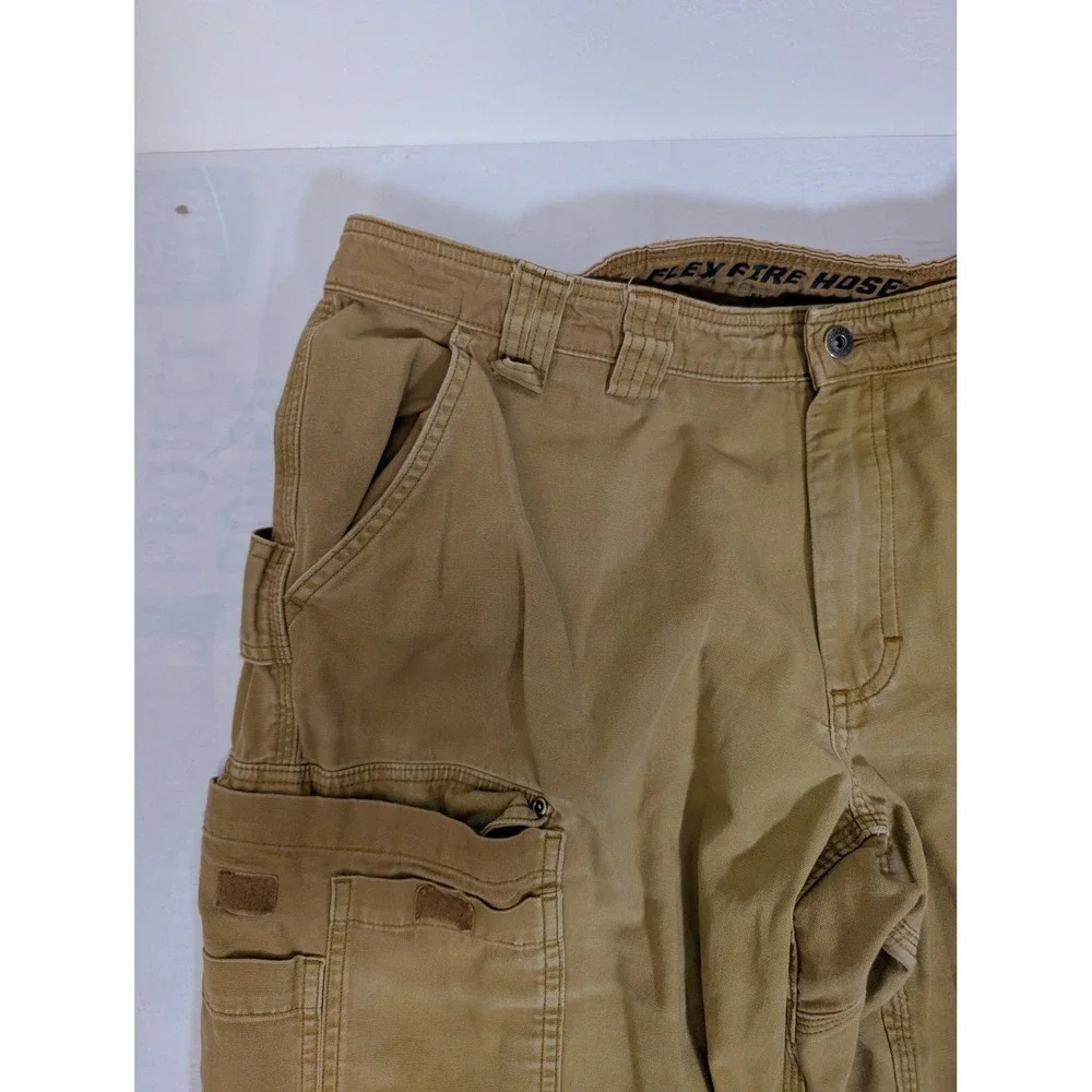 Duluth Trading Co 36/34 Flex Fire Hose Relaxed Cargo Pants Mens Tan Brown Work - Picture 6 of 14